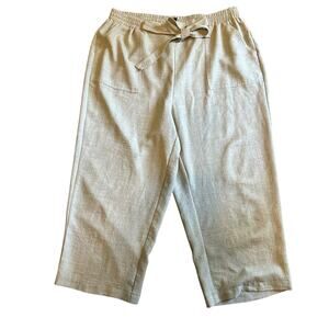 SOHO Apparel Crop Wide Leg Pants Beige SZ 2X Pull On Elastic Waist Casual Office